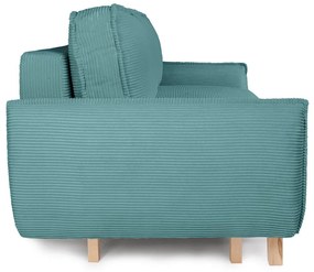 Turkusowa sztruksowa rozkładana sofa 218 cm Tori – Bonami Selection