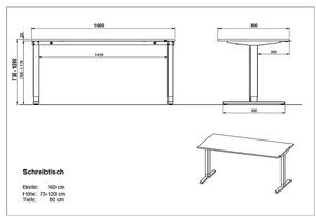 Biurko z elektryczną regulacją wysokości z blatem w dekorze dębu 80x160 cm Lissabon – Germania