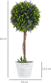 HOMCOM Zestaw 2 Sztucznych Roślin Lawenda 60cm Dekoracyjne Rośliny do Pokoju Zielony | Aosom PL