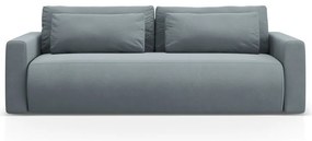 Szaroniebieska aksamitna rozkładana sofa ze schowkiem 238 cm Belfast – Cosmopolitan Design