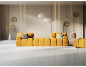 Żółty aksamitny narożnik Bellis – Micadoni Home