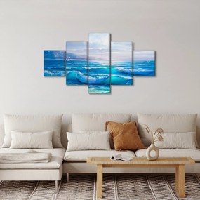 Obraz - Obraz olejny przedstawiający morze z mewami (125x70 cm)