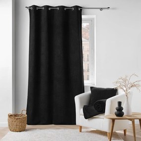Czarna zasłona z materiału bouclé 140x240 cm Wooly – douceur d'intérieur