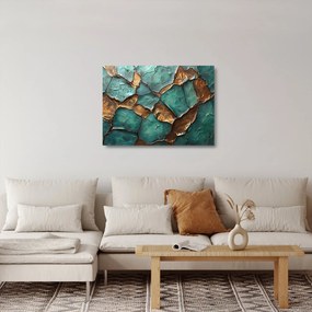 Obraz na szkle - Zielono-złoty obraz (70x50 cm)