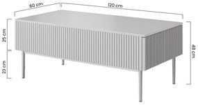 Stolik kawowy Nicole 120 cm z szufladami i metalowymi nogami - biały mat / złote nóżki