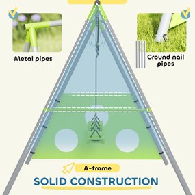 AIYAPLAY Zestaw huśtawkowy dla dzieci, 2 siedziska huśtawkowe, 1 kosz do koszykówki, 1 bramka do piłki nożnej, stelaż metalowy, zielony