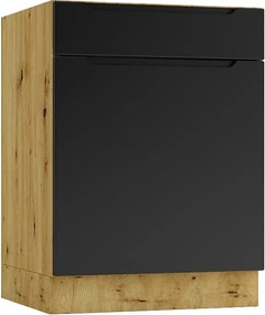 Szafka dolna z szufladą 60 cm dąb artisan + czarny E2-G85