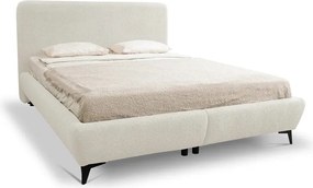 Beżowe tapicerowane łóżko dwuosobowe ze stelażem i schowkiem 180x200 cm Makapu – Makamii