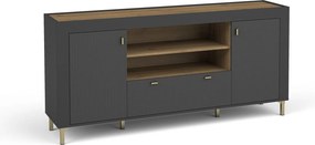 Komoda ZELOS 177,2 cm do Salonu Sypialni z Szufladą Czarny