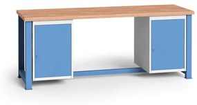 Stół warsztatowy KOVONA, 2 szafki wiszące na narzędzia, bez regulacji, 2100 mm