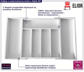 Biały bambusowy wkład na sztućce - Xebik 6X