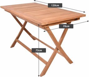 Stół jadalniany DIVERO, obrobione drewno teakowe, 120 x 70cm