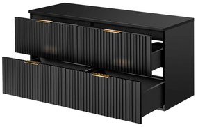 Szafka podwójna podumywalkowa czarna mat 120 x 46 cm ASTROS Black z blatem