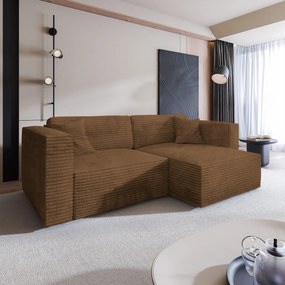 Masseno Narożnik NERIO z funkcją spania i pojemnikiem na pościel Narozniki L, Rozkładana sofa - Miedziany, TILIA 56