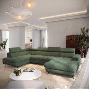 Masseno Narożnik CORENO z funkcją spania i pojemnikiem na pościel Narozniki U, Rozkładana sofa - Zielony, QUELLE 37