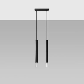 Lampy wiszące nowoczesny Eclim, stal/szkło - 2 źródło światła 4000K - L.30 x H.120 cm - czarny