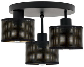 Lampa sufitowa czarna trzypunktowa z czarnymi abażurami B-3030SC-SC E2