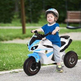 HOMCOM Jeździk, pojazd jeździk z muzyką i reflektorem, pojazd dziecięcy w stylu motocykla wyścigowego, do 20 kg, 18-36 miesięcy, niebieski | Aosom PL
