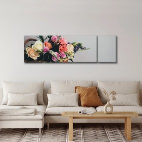 Obraz kosza z kwiatami (170x50 cm)