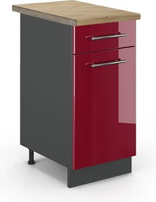 Szafka dolna do kuchni bordowa czerwień wysoki połysk 40x60x82 fame-line