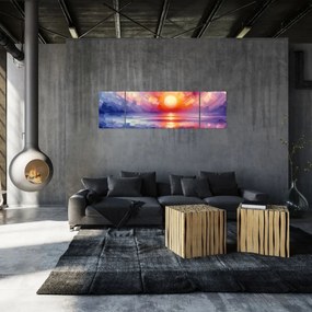 Obraz - Kolorowy artystyczny zachód słońca (170x50 cm)
