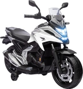 AIYAPLAY Motocykl Elektryczny dla Dzieci, Licencja Hondy, 3 km/h, Muzyka &amp; Światło, 3-6 Lat, do 30 kg, Biały