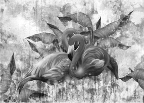 Obraz na szkle - Graffiti z flamingami (70x50 cm)