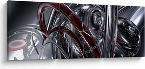 Obraz szarej abstrakcji (z zegarem) (90x30 cm)