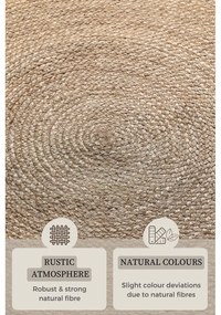 Szarobeżowy okrągły dywan z juty dwustronny ø 100 cm Braided Grey – Hanse Home