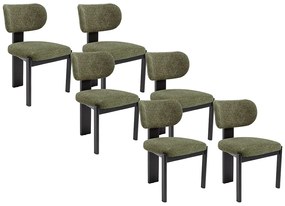 Zestaw 6 krzeseł z tkaniny z bukli i drewna hebanowego - Khaki - WILANA