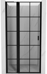 Mexen Mist L drzwi prysznicowe uchylne lewe 115 cm, czarna kratka, czarne - 8A4L-115-000-70-77-L