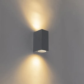 Zestaw 2 nowoczesnych lamp ściennych ciemnoszarych 2-światłowych IP44 - Baleno
