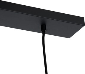 Retrowska lampa wisząca czarna z przezroczystym szklanym kloszem prostokątnym 3-światłowa - Eclipse