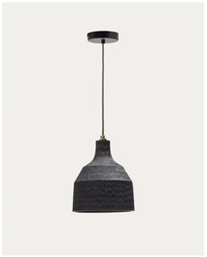 Czarna lampa wisząca z drewnianym kloszem ø 21 cm Amire – Kave Home