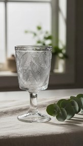 Kielich szklany 350 ml z tłoczonym wzorem liści elegancka szklanka na nodze