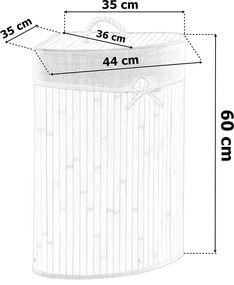 Czarny narożny bambusowy kosz na pranie - Vexo