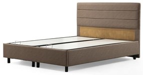 Brązowe tapicerowane łóżko jednoosobowe ze schowkiem i stelażem 120x200 cm Orina – Kalune Design