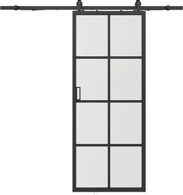 Drzwi przesuwne naścienne - aluminium i matowe szkło hartowane - wys. 205 x szer. 93 cm - WILDEN II