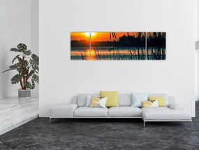 Obraz - Zachód słońca nad jeziorem (170x50 cm)