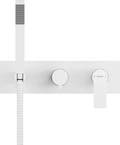 Biała bateria prysznicowa podtynkowa (3 otwory) Pax – Sapho