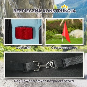 PawHut Składana przyczepka rowerowa z odblaskami, smyczą, dla średnich psów do 20 kg, 143 x 70 x 90 cm, jasnoniebieska | Aosom PL