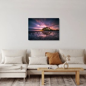Obraz na szkle plaży o zachodzie słońca (70x50 cm)