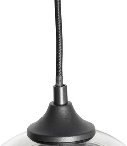 Inteligentna lampa wisząca czarna z przydymionym szkłem włącznie z 8 żarówkami WiFi G95 - Sandra