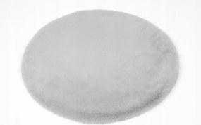 Dywanik futrzany kremowy okrągły FI80cm miękki puszysty guma antypoślizgowa