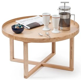 Okrągły stolik z drewna dębowego Wireworks Round, Ø 66 cm