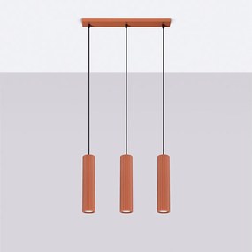 Lampa wisząca minimalistyczny Gloow, aluminium - 3 źródło światła 4000K - L.45 x H.98 cm - ochra czerwona