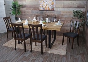 Krzesło do jadalni MCW-G46 (zestaw 6 sztuk),  ciemna rama, ciemnoszary