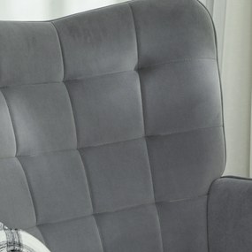 HOMCOM Wintage fotel bujany, zakrzywione płózki, gruba tapicerka, drewno bukowe &amp; stal, ciemnoszary
