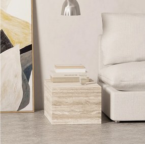 Stolik pomocniczy z trawertynu – beżowy – Dove Wide