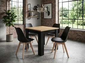 Zestaw jadalniany 1 + 4, stół MADO ARTISAN 80x80 + krzesła BALI MARK czarne